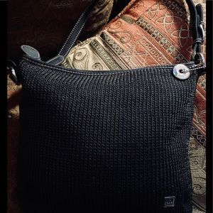 Vintage The Sak black classic crochet shoulder bag